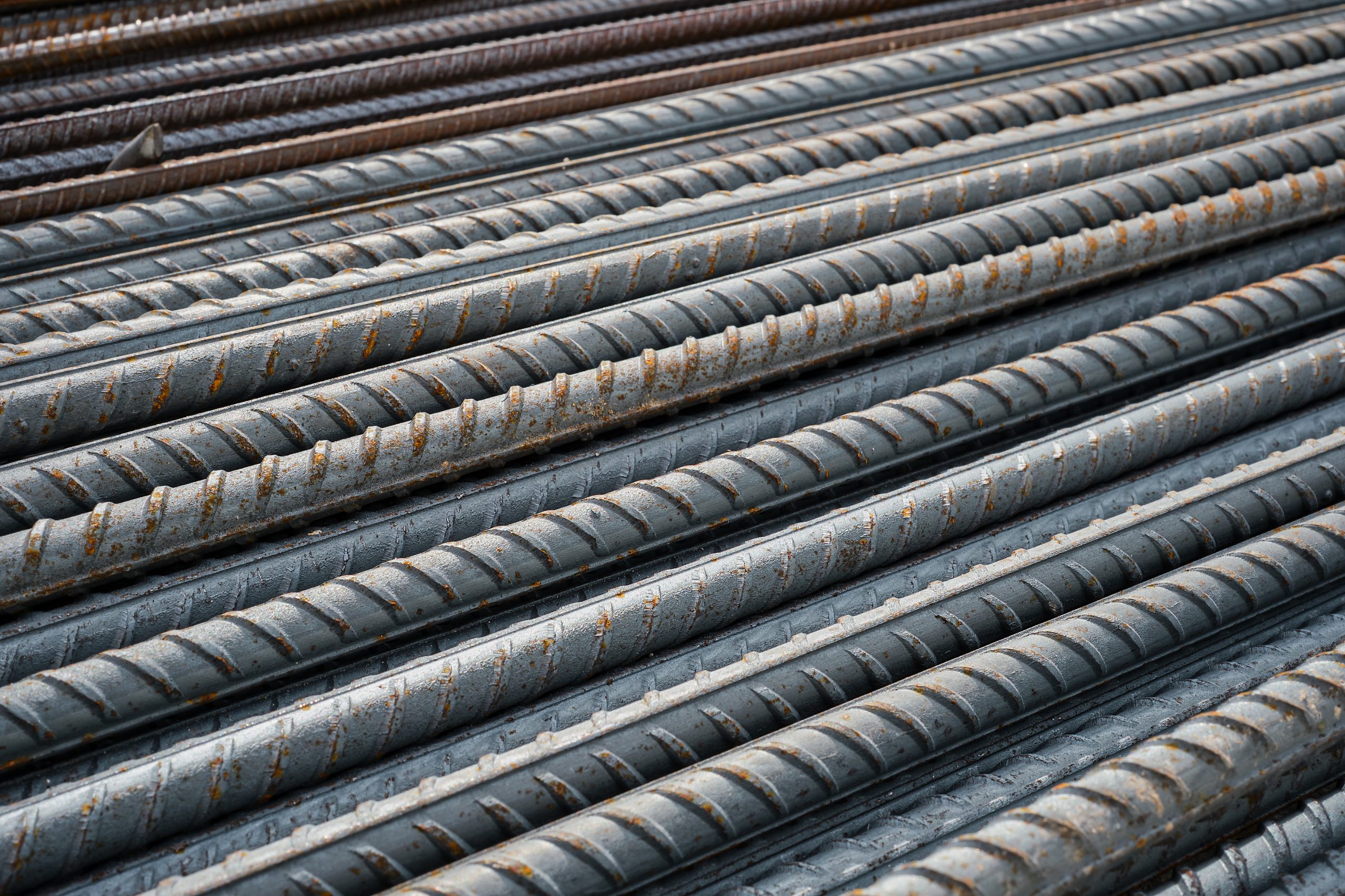 Construction steel reinforcement close-up, selective focus. Warehouse of building materials, repair and construction of buildings and houses