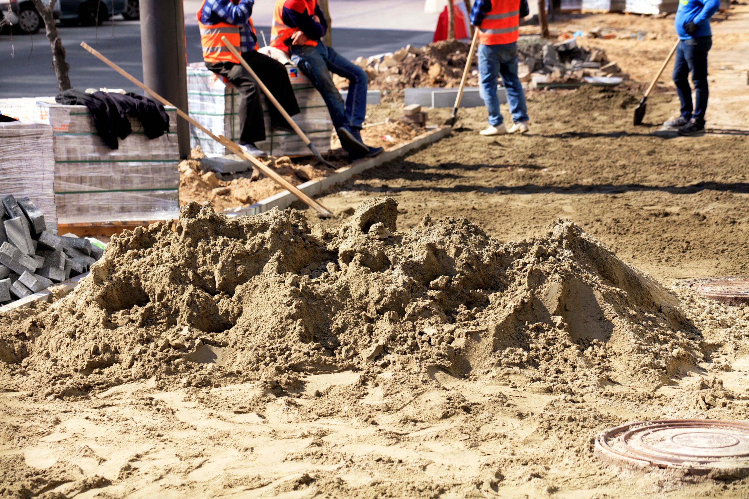 A scenic view of the sand cement mixture found in a construction site